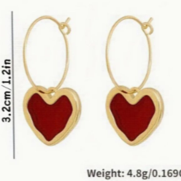 Heart Dangle Hoop Earrings - Picture 4 of 4